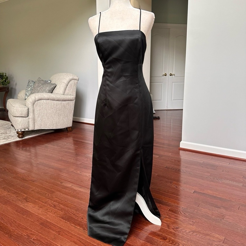 Vintage Patra Black Simple Elegant Formal Black Tie Gown Maxi Dress - Picture 3 of 6
